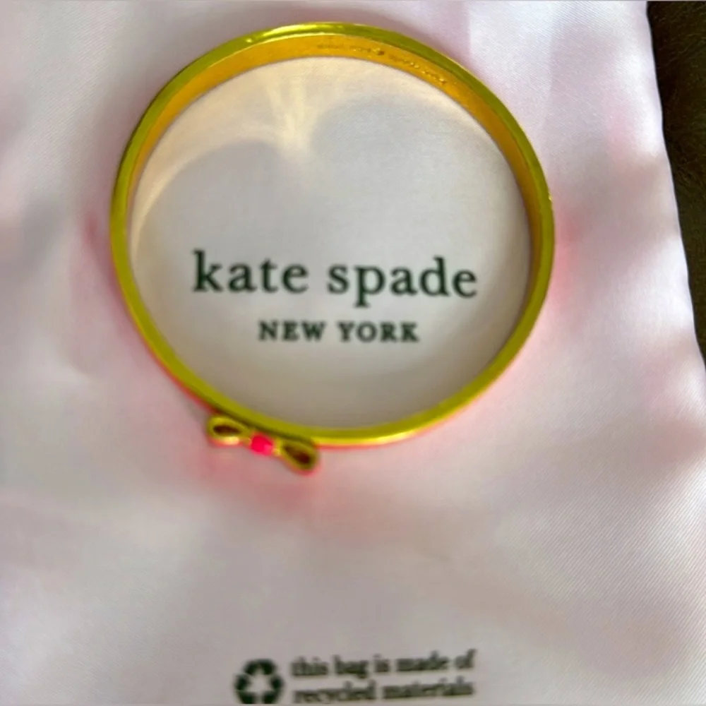 KATE SPADE "Take A Bow" Pink Gold Classic Bangle Bracelet, EUC - Picture 4 of 5